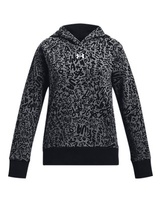 Sudadera con Capucha UA Rival Fleece Printed para Ni&ntilde;a, Black, pdpMainDesktop image number 0