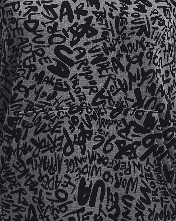 เสื้อฮู้ด UA Rival Fleece Printed สำหรับเด็กผู้หญิง in Black image number 0