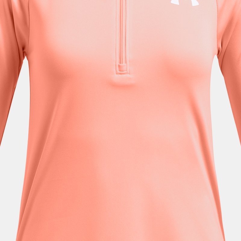 Haut ½ zip à motif Under Armour Tech™ pour fille Flare Orange / Blanc YXL (160 - 170 cm)