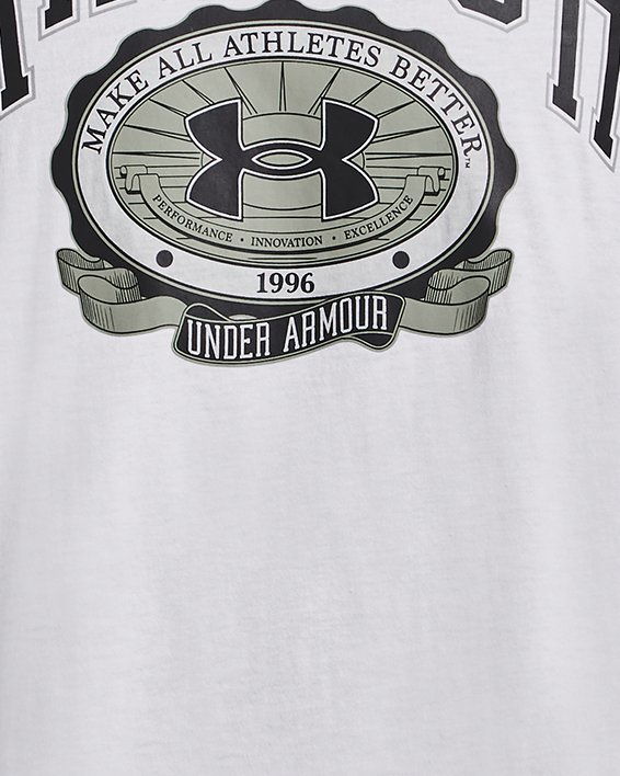 男士UA Collegiate Crest短袖T恤 in White image number 4