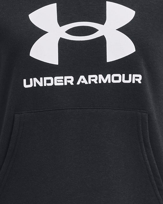 Under Armour Women's Rival Fleece Big Logo Print Fill Hoodie , Steel Medium  Heather (035)/Mauve Pink , X-Small