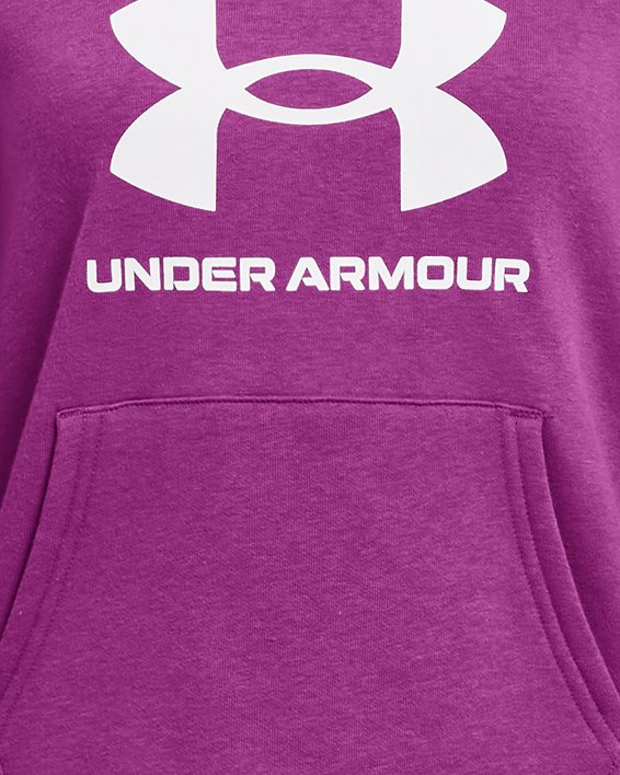 Under Armour girls Rival Fleece Joggers , Black (002)/Cerise , Youth Large