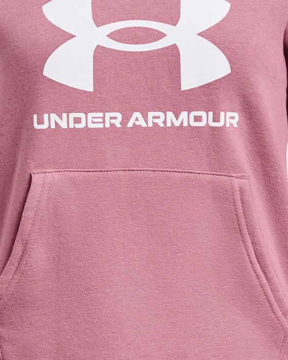Girls' UA Rival Fleece Big Logo Hoodie, Pink, pdpMainDesktop image number 0
