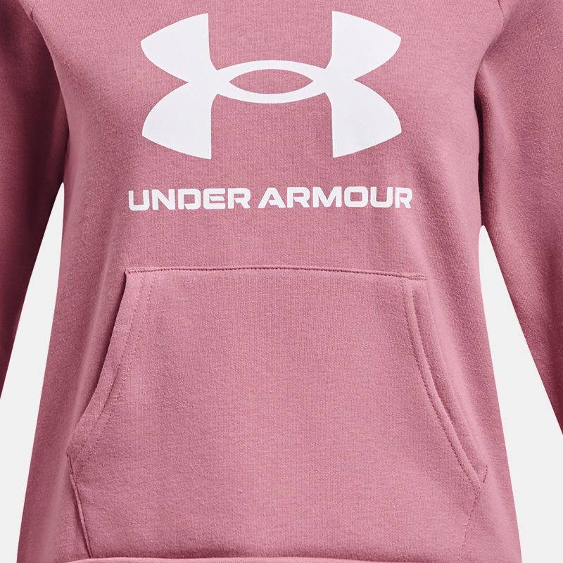 Girls'  Under Armour  Rival Fleece Big Logo Hoodie Pink Elixir / White YXL (63 - 67 in)