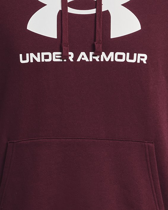เสื้อฮู้ดผ้าฟลีซลายโลโก้ UA Rival สำหรับผู้ชาย in Maroon image number 4