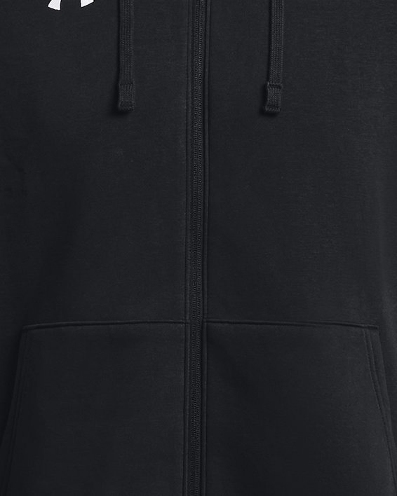 Sudadera con capucha y cremallera completa de tejido Fleece UA Rival para hombre, Black, pdpMainDesktop image number 4
