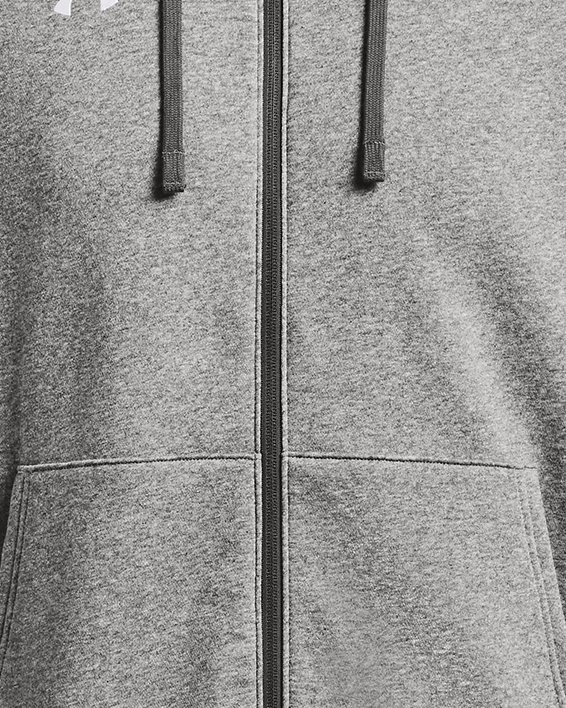 Men's UA Rival Fleece Full-Zip Hoodie, Gray, pdpMainDesktop image number 4