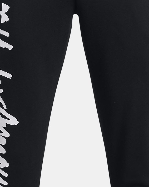 Men's UA Rival Fleece Graphic Joggers in Black image number 4