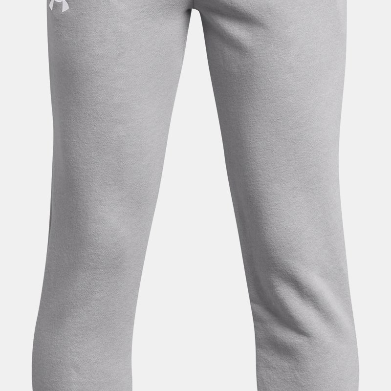 Pantalon de jogging Under Armour Rival Fleece pour garçon Mod Gris Light Heather / Blanc YXS (122 - 127 cm)