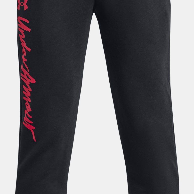 Pantalon de jogging Under Armour Rival Fleece Script pour garçon Noir / Rouge YXS (122 - 127 cm)