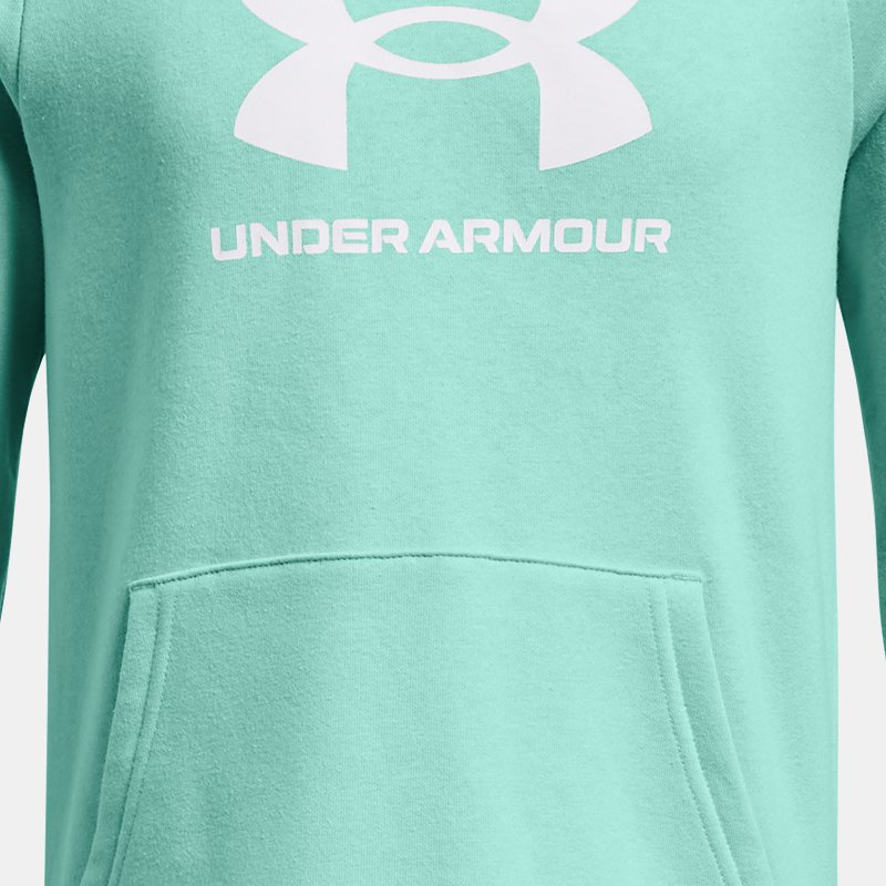 Boys'  Under Armour  Rival Fleece Big Logo Hoodie Neo Turquoise / White YXS (48 - 50 in)