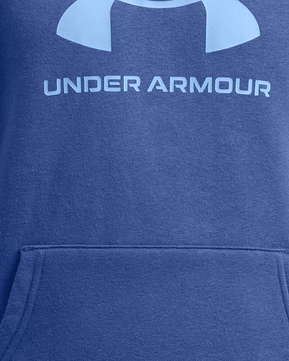 Boys' UA Rival Fleece Big Logo Hoodie, Blue, pdpMainDesktop image number 0