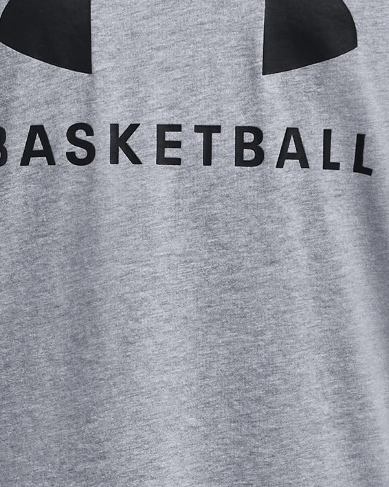 เสื้อแขนสั้น UA Basketball Icon Logo สำหรับเด็กผู้ชาย in Gray image number 0