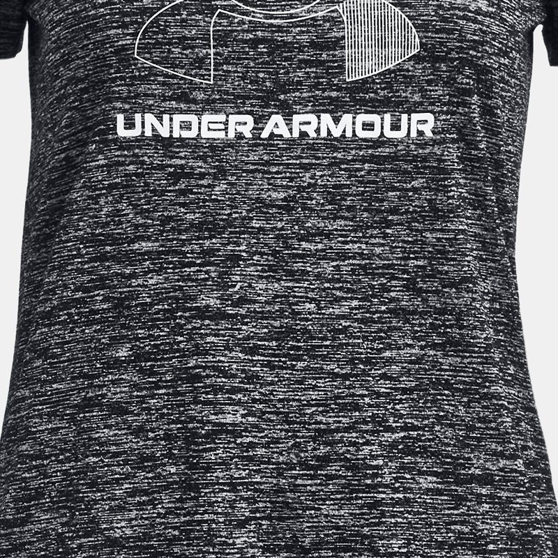 Girls' Under Armour Tech™ Twist Big Logo Short Sleeve Black / White YXS (122 - 127 cm)