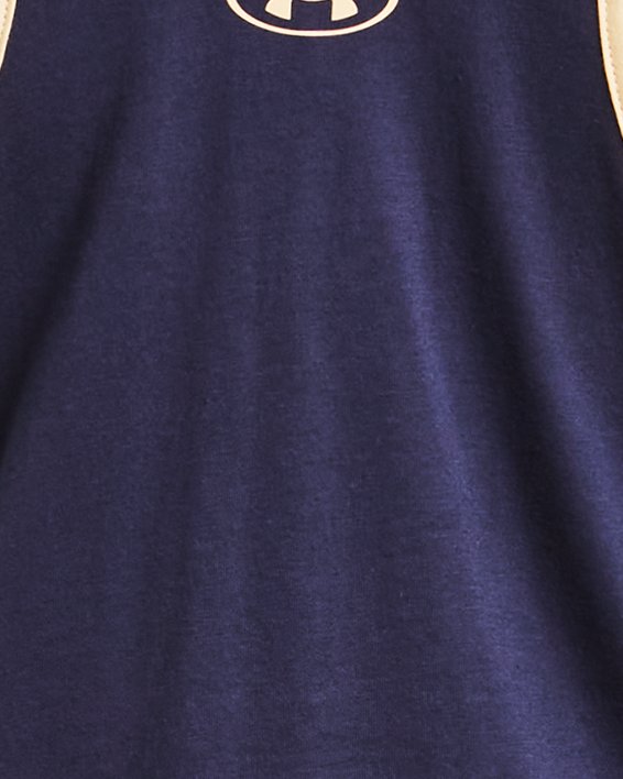 Women's HeatGear® No Slip Waistband Wordmark Full-Length Leggings in Blue image number 5