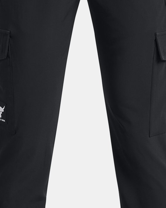 Boys' Project Rock Pennant Woven Cargo Pants in Black image number 0