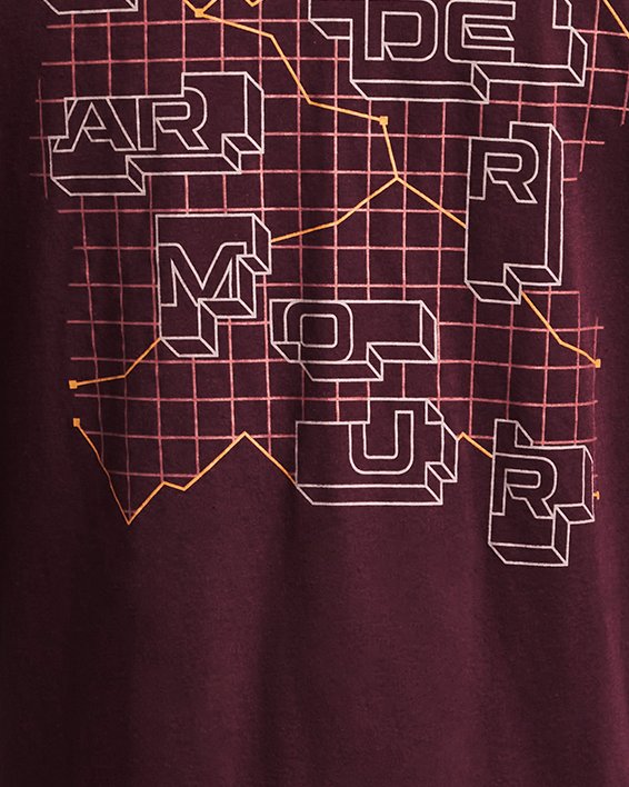 男士UA Outdoor Grid Logo長袖T恤 in Maroon image number 5