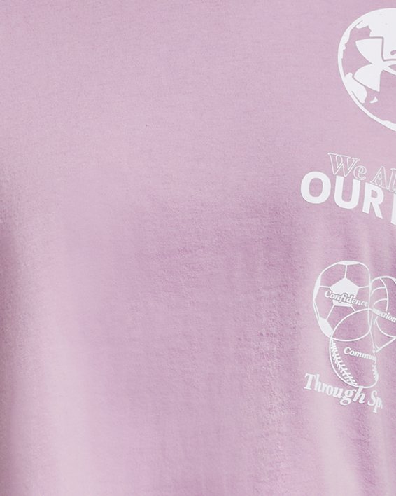 Women's UA Purpose-Cause Crop Short Sleeve in Purple image number 4