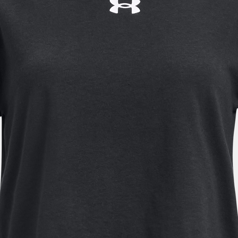 Girls'  Under Armour  Crop Sportstyle Logo Short Sleeve Black / White YLG (59 - 63 in)