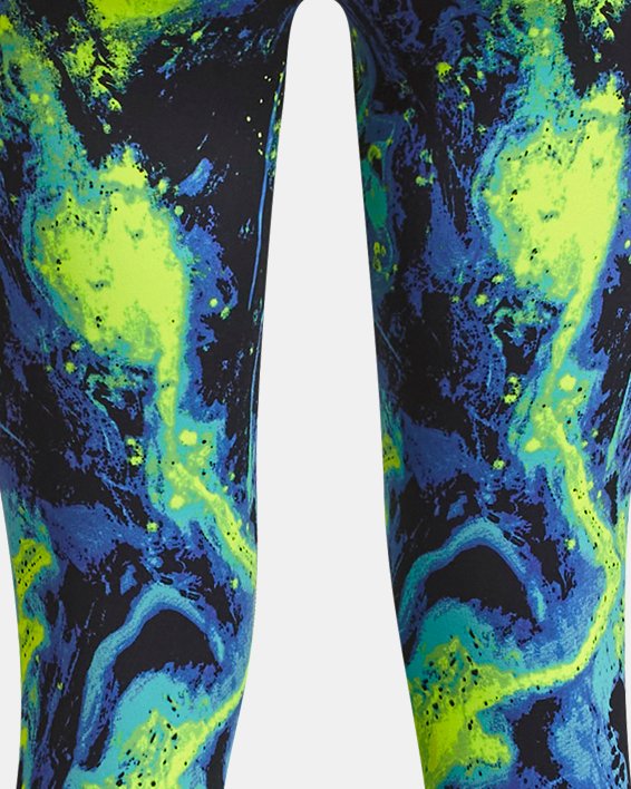 Girls' Project Rock Lets Go Printed Ankle Leggings in Yellow image number 1