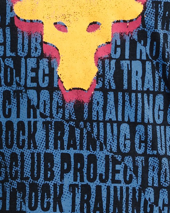 Jongensshirt Project Rock BB Printed met korte mouwen, Blue, pdpMainDesktop image number 0