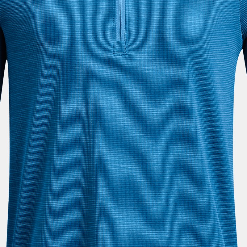 Jongensshirt Under Armour Tech™ Textured met korte rits Photon Blauw / Vapor Groente YLG (149 - 160 cm)
