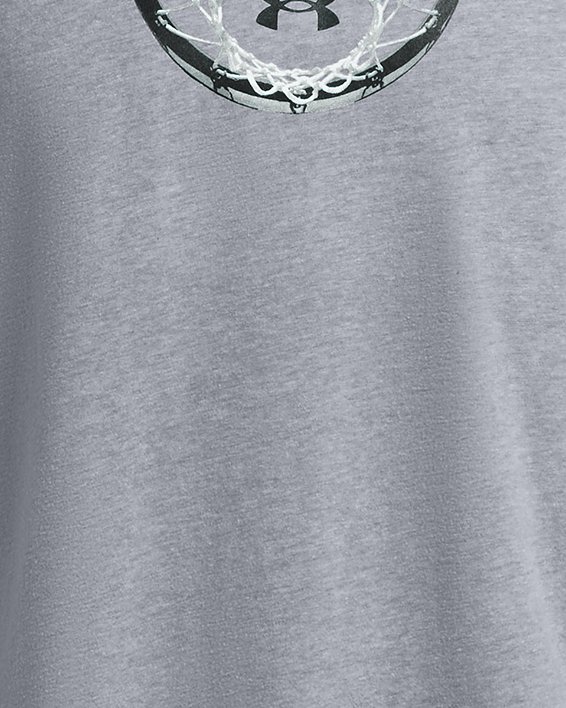 Men's UA Basketball Net Wordmark Short Sleeve, Gray, pdpMainDesktop image number 2