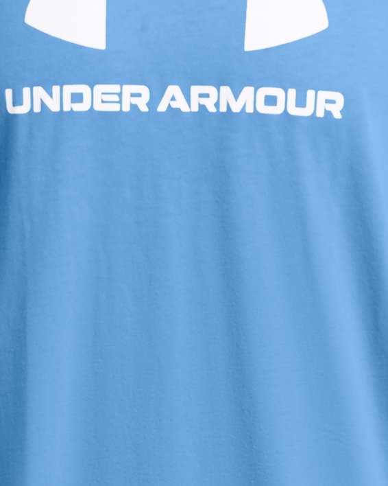 Men's UA Logo Short Sleeve in Blue image number 2