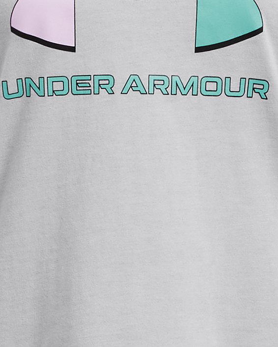 Girls' UA Colorblock Big Logo Short Sleeve in Gray image number 0