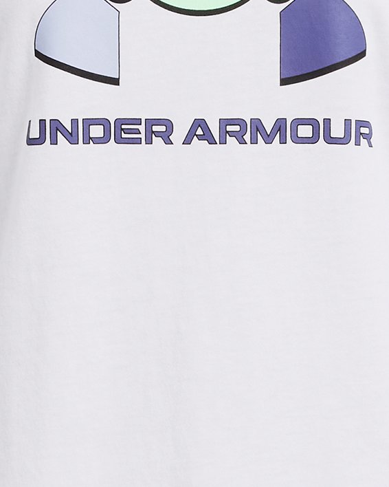UA kurzarm-Oberteil mit großem Logo in Blockfarben für Mädchen, White, pdpMainDesktop image number 0