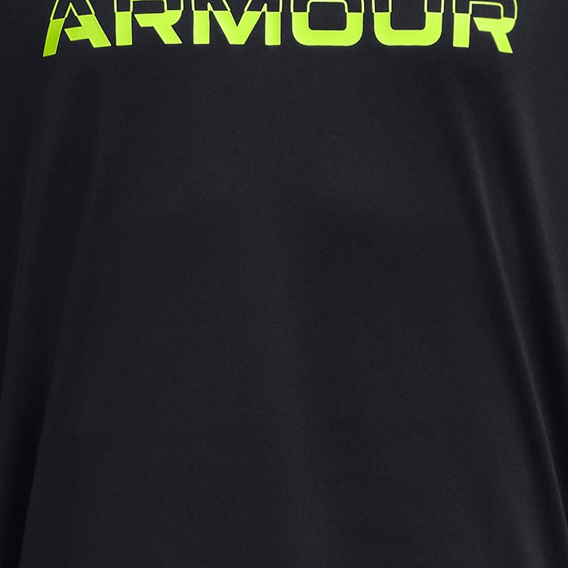 Boys' Under Armour Tech™ Split Wordmark Short Sleeve Black / High Vis Yellow YXS (122 - 127 cm)