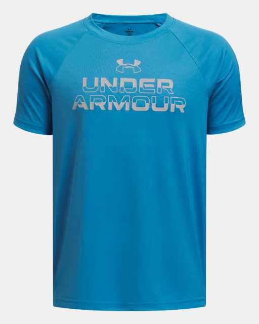 UA Tech™ Kurzarm-Oberteil mit geteiltem Schriftzug für Jungen UA Tech™ Kurzarm-Oberteil mit geteiltem Schriftzug für Jungen