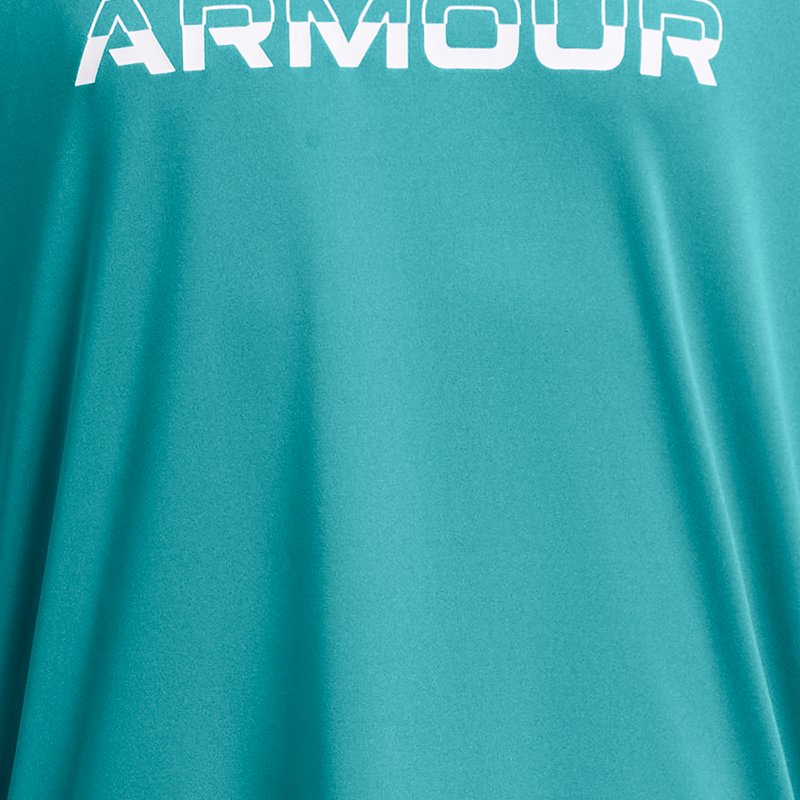 Jongensshirt Under Armour Tech™ Split Wordmark met korte mouwen Circuit Teal / Wit YMD (137 - 149 cm)