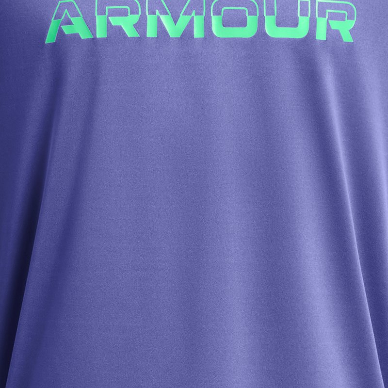 Under Armour Tech™ Kurzarm-Oberteil mit geteiltem Schriftzug für Jungen Starlight / Vapor Grün YXS (122 - 127 cm)