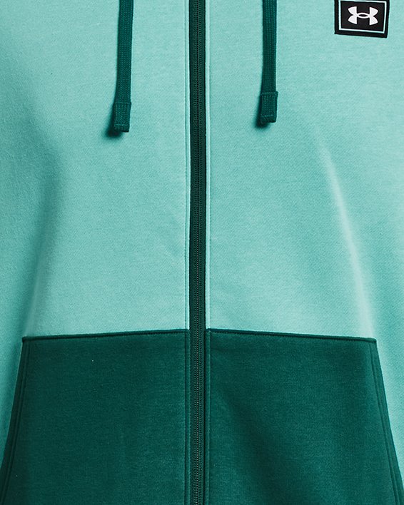 Men's UA Rival Fleece Colorblock Full-Zip, Green, pdpMainDesktop image number 3