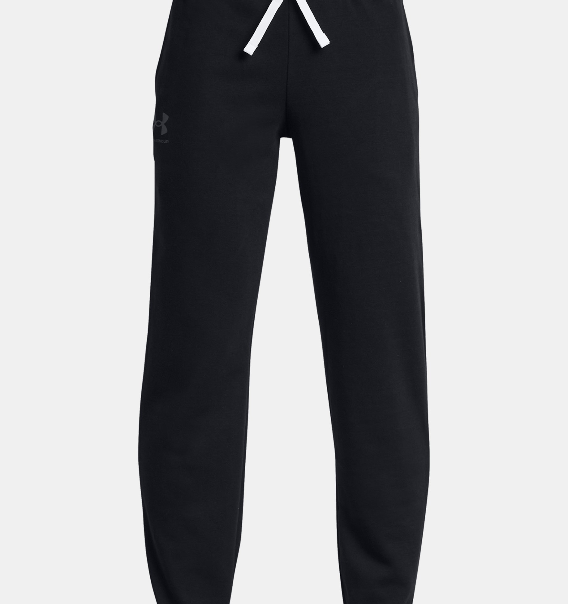 Under Armour Rival Terry Joggers Black / White Loose: Fuller cut for  complete comfort Tapered leg fit French Terry has a smooth outer layer & a  warm, soft inner layer Material wicks