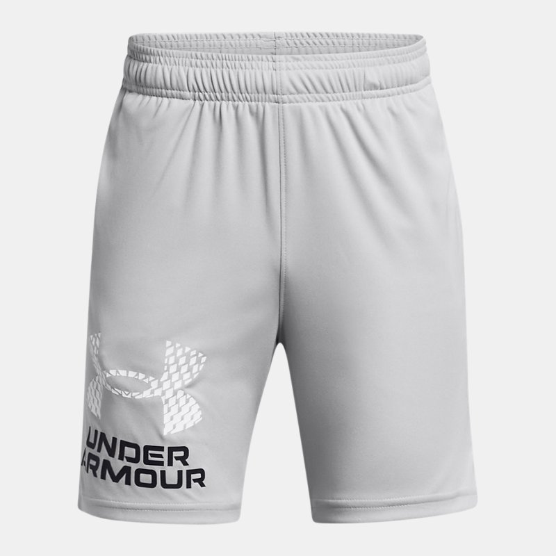 Boys' Under Armour Tech™ Logo Shorts Mod Gray / White YLG (149 - 160 cm)
