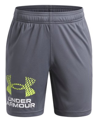 Under Armour Boys Gray Tech™ Logo ' Shorts Castlerock / Green Citrine Yxl (63 - 67 In)