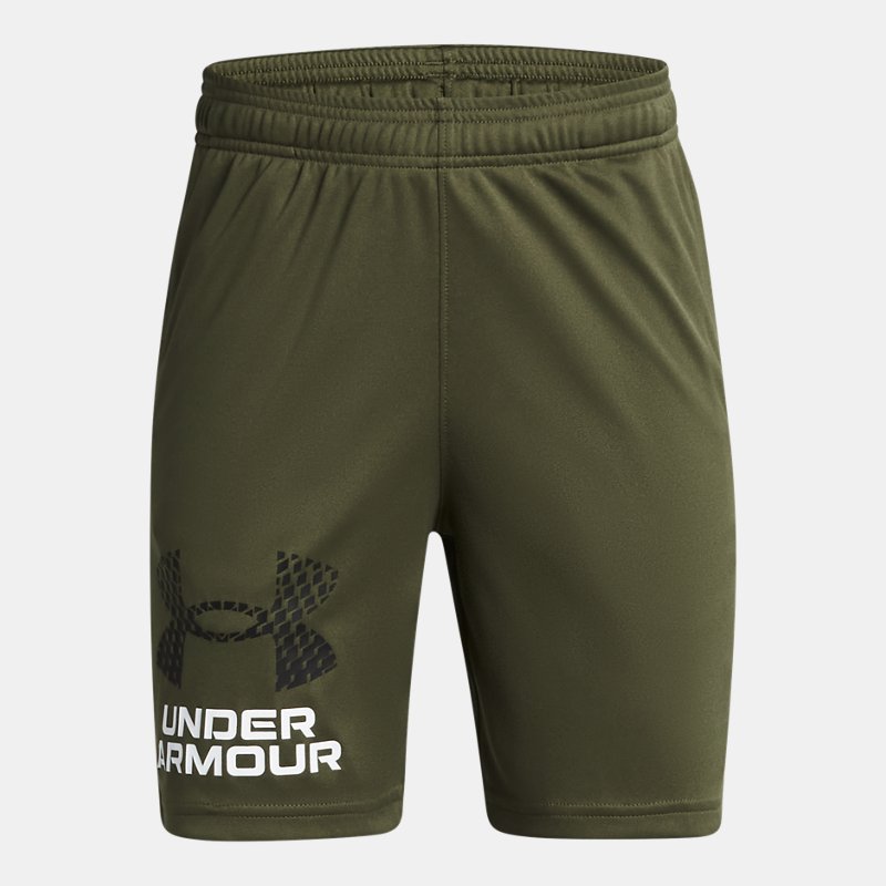 Boys' Under Armour Tech™ Logo Shorts Marine OD Green / Black YLG (149 - 160 cm)