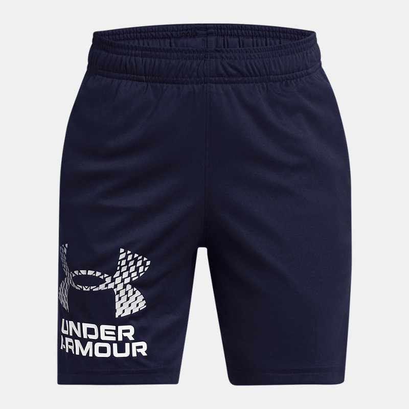 Boys' Under Armour Tech™ Logo Shorts Midnight Navy / Mod Gray YXS (122 - 127 cm)