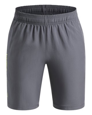 Under Armour Boys Gray Tech™ Woven Wordmark ' Shorts Castlerock / Green Citrine Yxl (63 - 67 In)