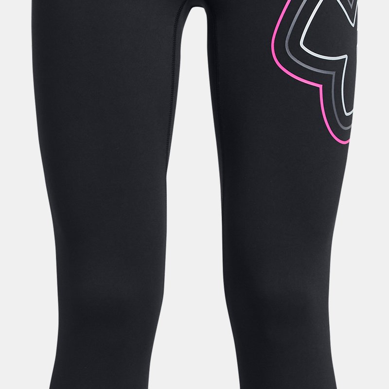 Image of Under Armour Girls' Under Armour Motion Branded Ankle Leggings Black / Rebel Pink / Castlerock YXL (63 - 67 in)