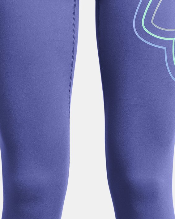 Girls' UA Motion Branded Ankle Leggings in Purple image number 0