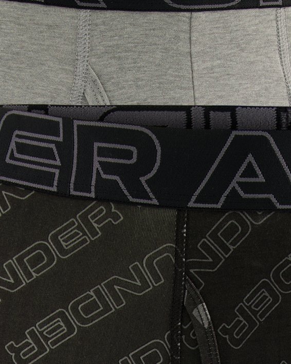 UA Performance Cotton 3” Printed Boxerjock® สำหรับผู้ชาย แพ็ก 3 ชิ้น in Black image number 2