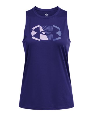 Playera sin mangas UA Tech&trade; Split Logo para mujer, Blue, pdpMainDesktop image number 2