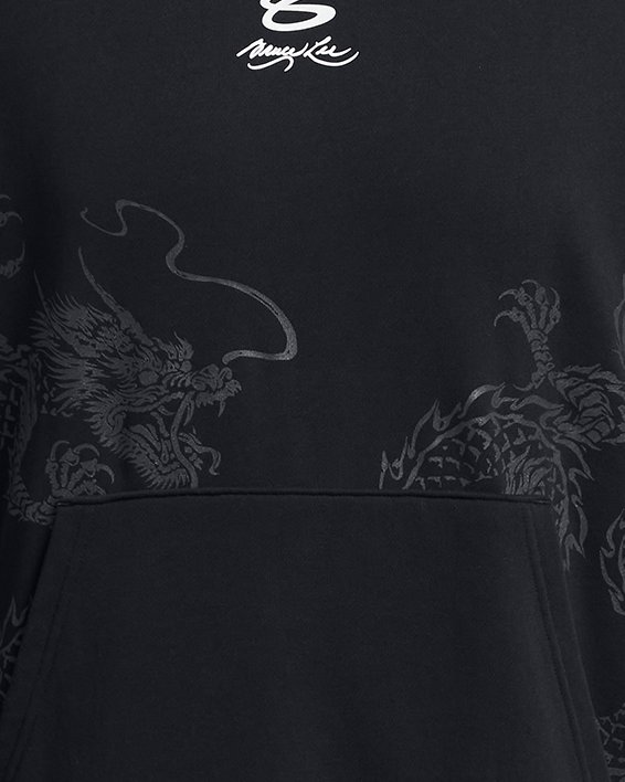 เสื้อฮู้ด UA Lunar New Year Future Dragon สำหรับผู้ชาย in Black image number 4
