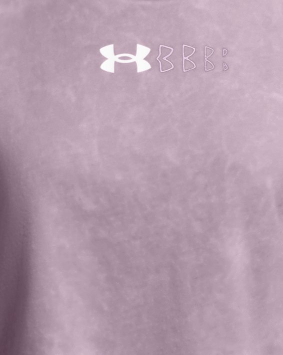 女士UA Wash Logo Repeat Crop短袖T恤 in Purple image number 2