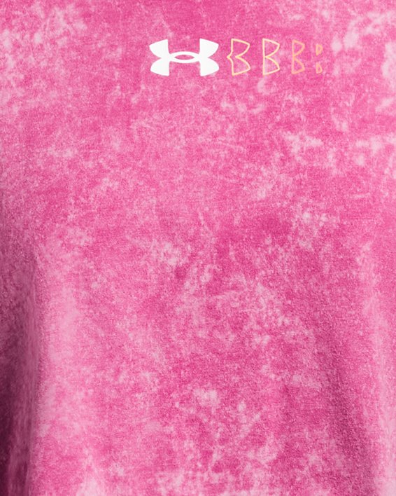 Playera de manga corta UA Wash Logo Repeat Crop para mujer, Pink, pdpMainDesktop image number 2
