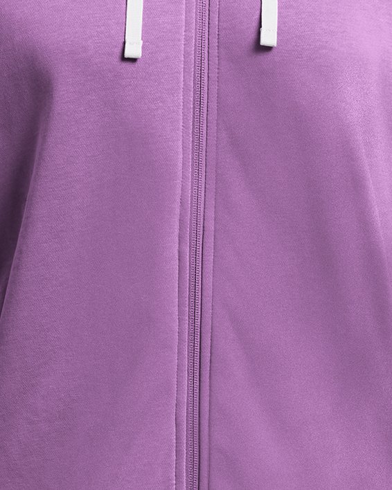 Damska bluza z kapturem i zamkiem na całej długości UA Rival Terry Oversized, Purple, pdpMainDesktop image number 2