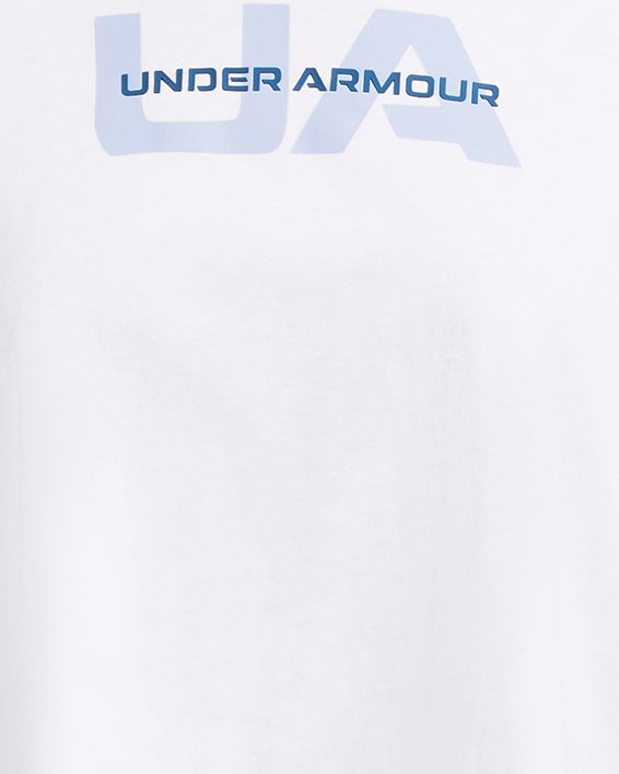 Women's UA Boxy Crop Branded Short Sleeve, White, pdpMainDesktop image number 2